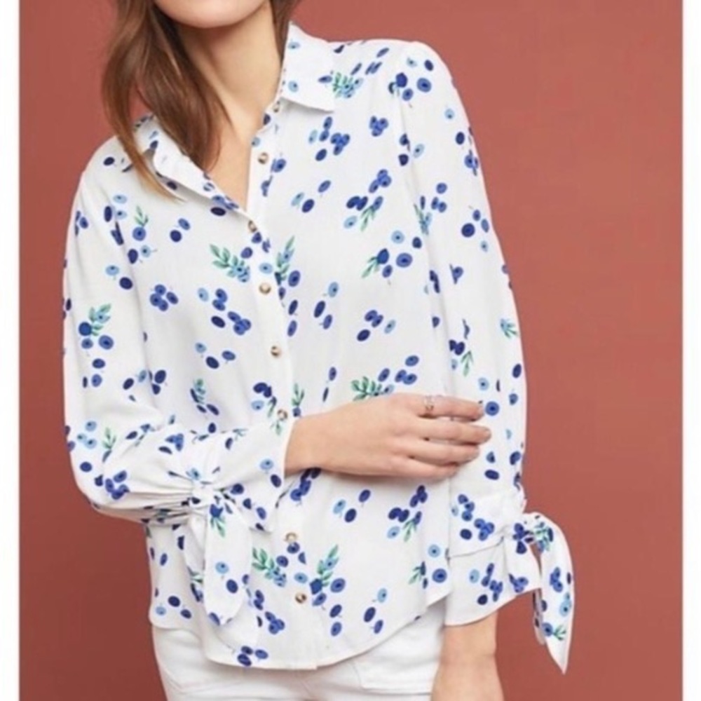 Anthropologie Maeve Blueberry Blithe Button Down View 4
